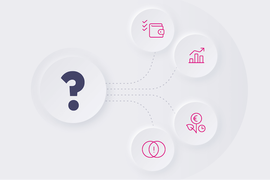 Vier Icons zeigen, was Unternehmen in Bezug auf Affiliate Marketing KPIs beachten müssen