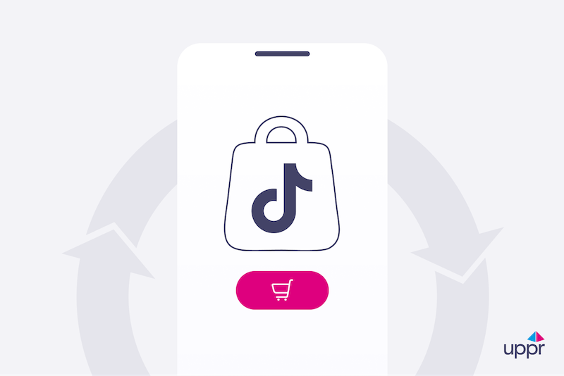 Infografik mit drei Icons, die den TikTok Shop als App-integrierten Marktplatz mit bequemem Einkaufserlebnis und schnellem Bestellvorgang darstellen
